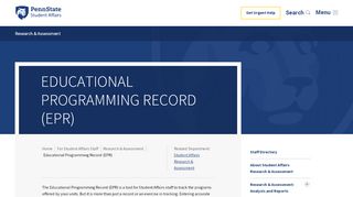 
                            9. Educational Programming Record (EPR) | Penn State Student Affairs