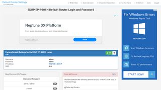 
                            6. EDUP EP-9501N Default Router Login and Password