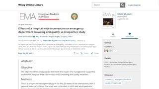 
                            9. Effects of a hospital‐wide intervention on emergency department ...