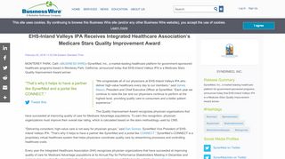 
                            3. EHS-Inland Valleys IPA Receives Integrated Healthcare Association's ...