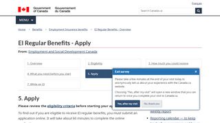 
                            1. EI Regular Benefits - Apply - Canada.ca