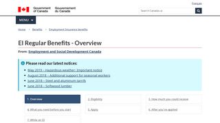 
                            4. EI Regular Benefits - Overview - Canada.ca