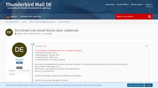 
                            7. Einrichten von email Konto über cablemail - Konten …
