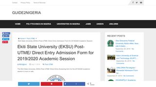 
                            11. EKSU Post-UTME/DE Admission Form 2019/2020 | How To Apply