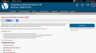 
                            2. Electronic Benefit Transfer (EBT) - Virginia Department of ...