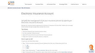 
                            5. Electronic Insurance Account - Max Life Insurance