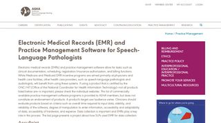 
                            8. Electronic Medical Records (EMR) and Practice Management ... - ASHA