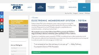 
                            1. Electronic Membership System – TOTEM | California State PTA