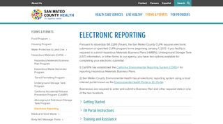 
                            9. Electronic Reporting - San Mateo County Health