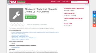 
                            6. Electronic Technical Manuals Online (ETMs Online)