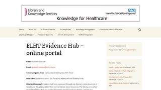 
                            6. ELHT Evidence Hub – online portal | Knowledge for Healthcare