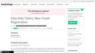 
                            4. Elite Kids Talent, New Youth Registration Casting Call | Elite ...