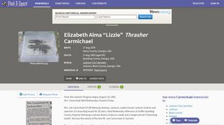 
                            7. Elizabeth Alma “Lizzie” Thrasher Carmichael (1878-1962) - Find A ...