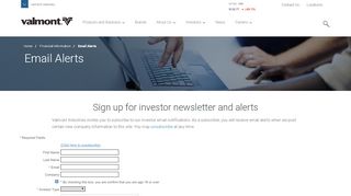 
                            2. Email Alerts - Valmont Industries