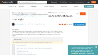 
                            5. Email notification on user login - Script Center - Spiceworks