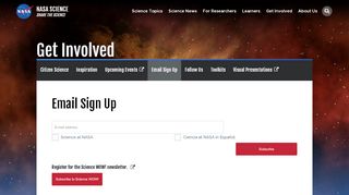 
                            1. Email Sign Up | Science Mission Directorate