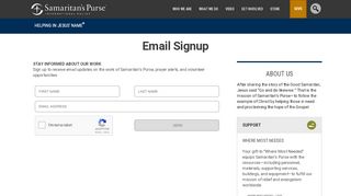 
                            6. Email Signup - Samaritan's Purse