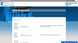 
                            7. Email: Student email – Athens State Help Desk