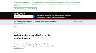 
                            1. eMarketplace: a guide for public sector buyers - GOV.UK