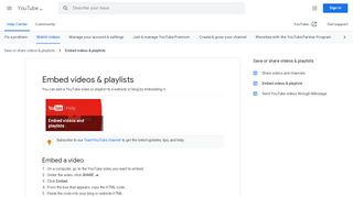 
                            7. Embed videos & playlists - YouTube Help - Google …