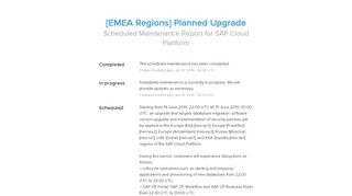 
                            5. [EMEA Regions] Planned Upgrade - SAP Cloud Platform Status