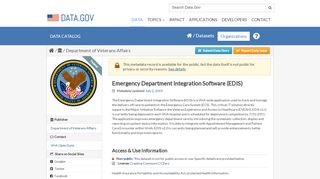 
                            7. Emergency Department Integration Software (EDIS) - Data.gov