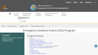 
                            4. Emergency Solutions Grants Program (ESG)