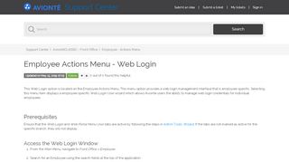 
                            3. Employee Actions Menu - Web Login - Avionte Support Center