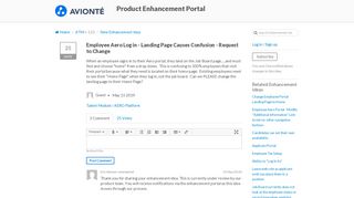 
                            8. Employee Aero Log in - Landing Page | Product Enhancement Portal