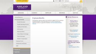 
                            2. Employee Benefits | Administration | Ashland University