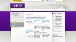 
                            3. Employee Forms | Administration | Ashland University