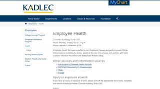 
                            5. Employee Health | Kadlec