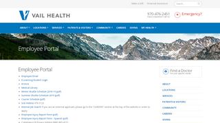 
                            2. Employee Portal | Vail Valley Medical Center in Vail, Colorado