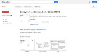 
                            7. Employment and Earnings, United States, 1909-78