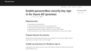 
                            5. Enable passwordless security key sign in for Azure AD ...