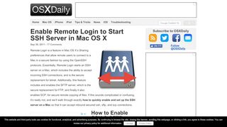
                            5. Enable Remote Login to Start SSH Server in Mac OS X - OS X Daily