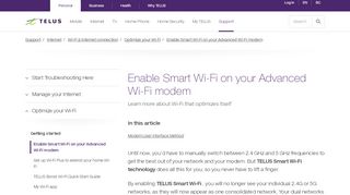 
                            5. Enable Smart Wi-Fi on your Advanced Wi-Fi modem - telus.com