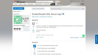 
                            2. Enable/Disable SQL Server login - MSDN - Microsoft