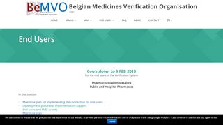 
                            9. End Users – Belgian Medicines Verification Organisation