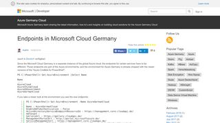 
                            9. Endpoints in Microsoft Cloud Germany – Azure Germany Cloud