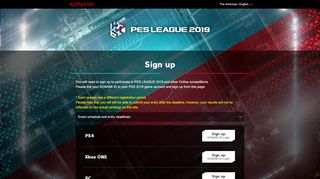 
                            1. English - PES LEAGUE 2019 Sign up - Konami