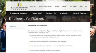 
                            4. Enrollment Verifications :: Randolph-Macon College
