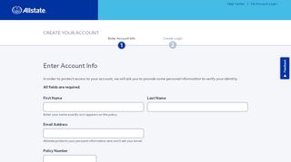 
                            9. Enter Account Info - Allstate