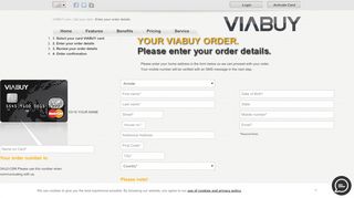 
                            2. Enter your order details VIABUY Prepaid Mastercard