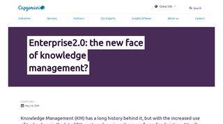 
                            1. Enterprise2.0: the new face of knowledge management? – Capgemini ...