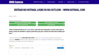 
                            6. Entrar no Hotmail Login ou no Outlook - 0800bancos.com.br