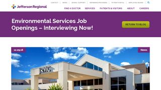 
                            1. Environmental Services Job Openings - Interviewing Now! - JRMC