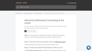 
                            4. eParcel & OnDemand: Connecting to the carrier | ReadyToShip ...