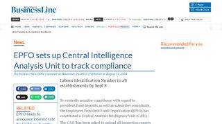 
                            3. EPFO sets up Central Intelligence Analysis Unit to track compliance ...