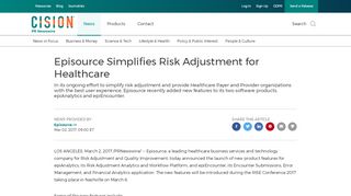 
                            8. Episource Simplifies Risk Adjustment for Healthcare - PR Newswire